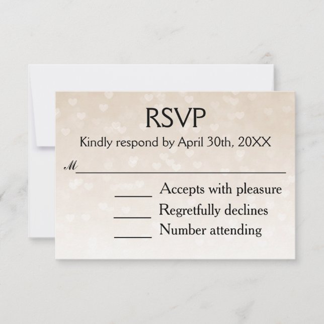 Scattered Hearts Light Taupe Ombre Wedding RSVP Card (Front)