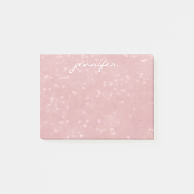 Scattered Hearts Personalised Post-it Notes (Front)