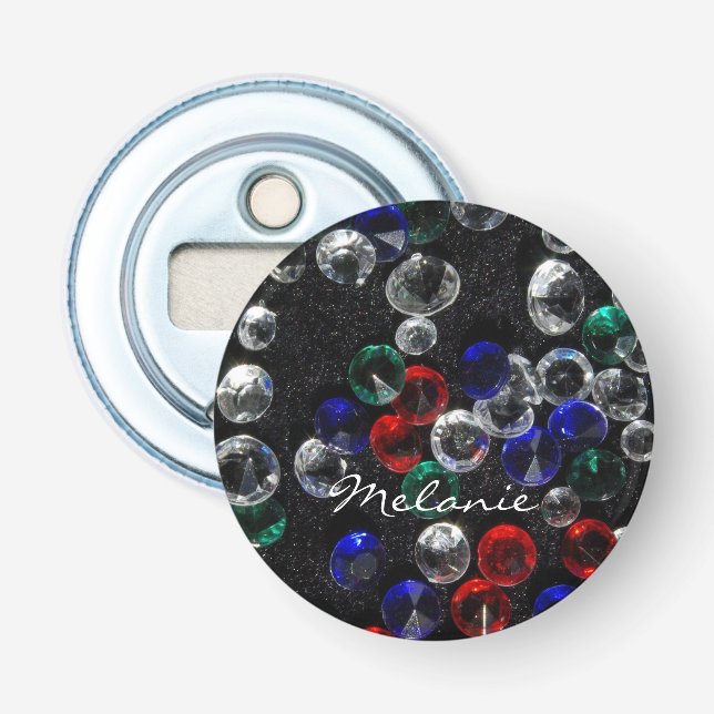 Scattered Jewels and Gemstones Personalised Bottle Opener (Front)
