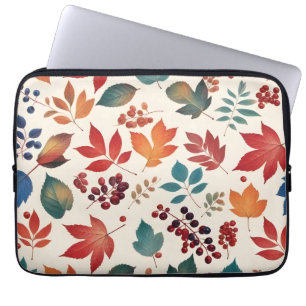 Scattered Leaves and Berries Laptop Sleeve