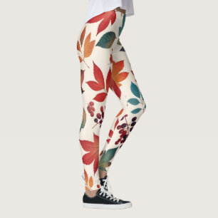 Scattered Leaves and Berries Leggings