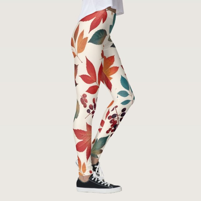 Scattered Leaves and Berries Leggings (Right)