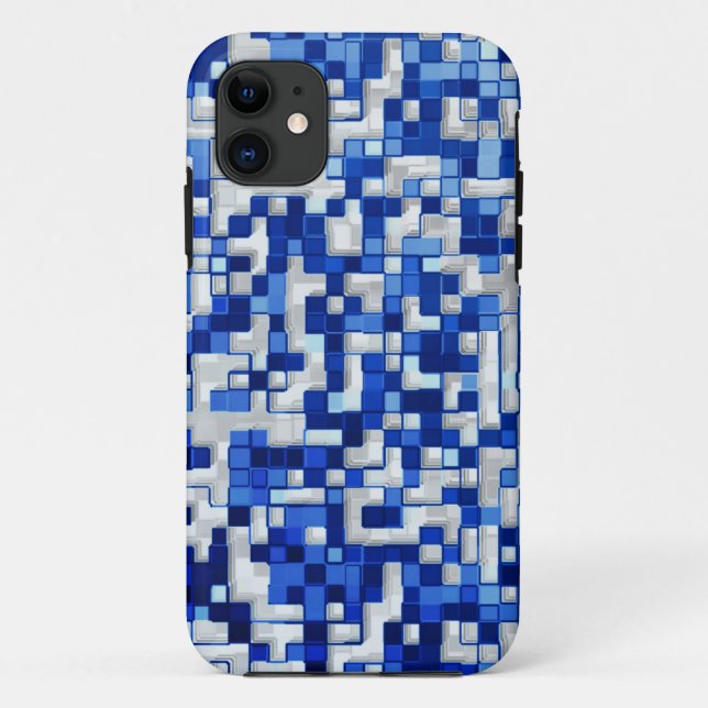 Scattered many small squares, shades of blue white Case-Mate iPhone case (Back)