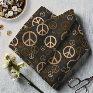 Scattered Peace Signs Gold ID1075 Fabric