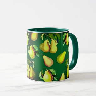 Scattered Pear Print on Emerald Green  Mug