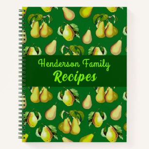 Scattered Pear Print on Emerald Green Notebook