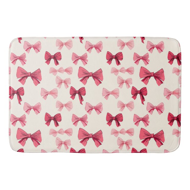 Scattered Pink Bows  Bath Mat (Front)