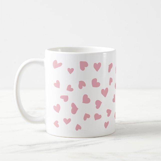Scattered Pink Heart Doodles Mug (Left)