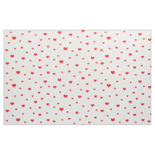 Scattered Red Hearts White Background Fabric