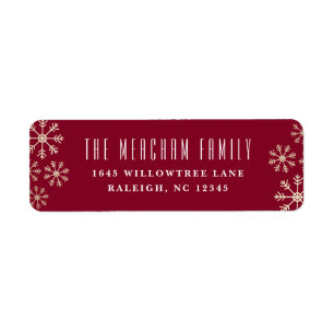 Scattered snow holiday return address label