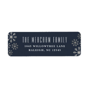 Scattered snow holiday return address label