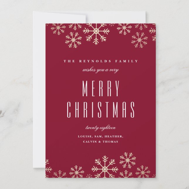 Scattered Snowflakes Family Holiday Card (Front)