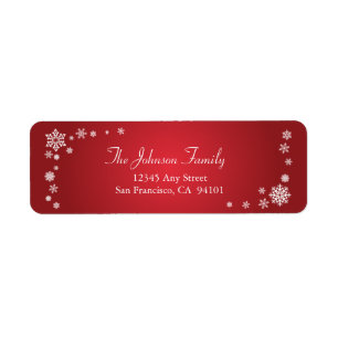 Scattered Snowflakes Holiday Address Labels (red)