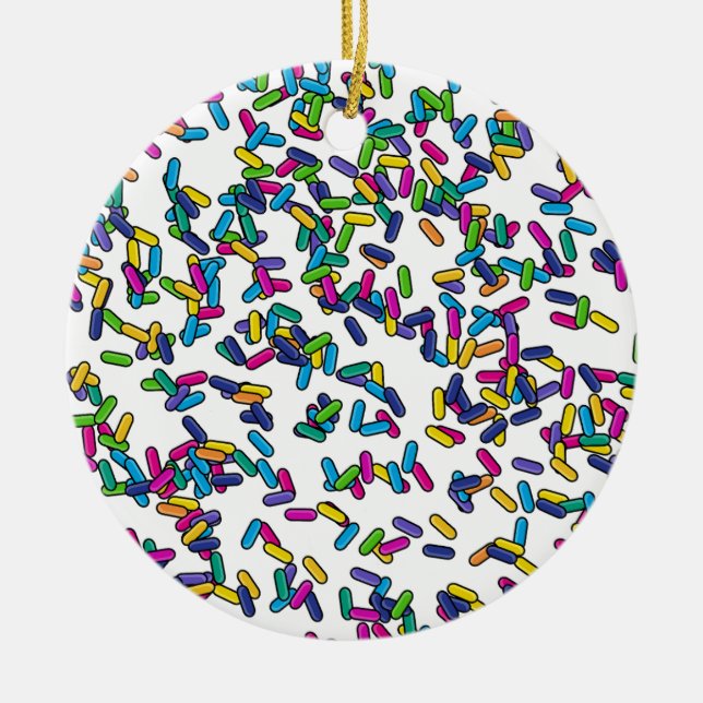 Scattered Sprinkles Pattern Ceramic Tree Decoration (Front)