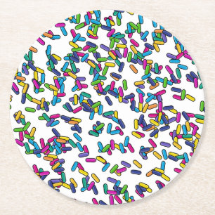 Scattered Sprinkles Pattern Round Paper Coaster