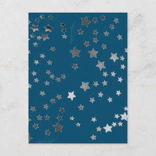 Scattered Stars on Blue Postcard