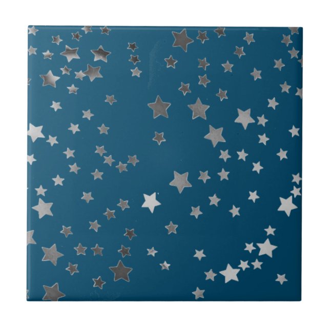 Scattered Stars on Blue Tile (Front)