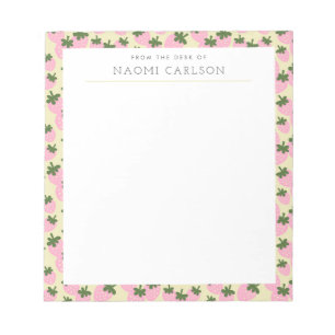 Scattered Strawberries (Cream) Custom Notepad