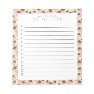 Scattered Strawberries (Cream) Custom To Do List  Notepad