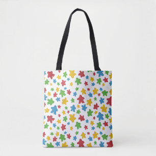 Scattered White Meeple Pattern Tote Bag