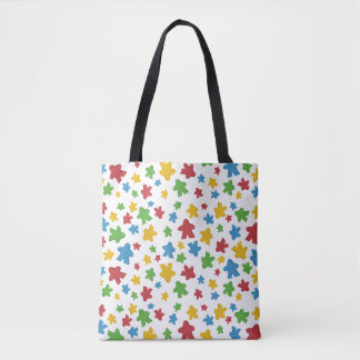 Scattered White Meeple Pattern Tote Bag