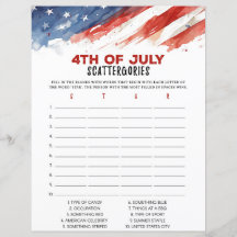 Scattergories 4th of July Party Game