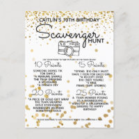 Scavenger Hunt Game for Mall Party Teenagers gold