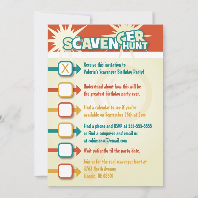 Scavenger Hunt Invitation (Front)