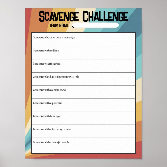 Scavenger hunt office ice breaker game download poster (Front)
