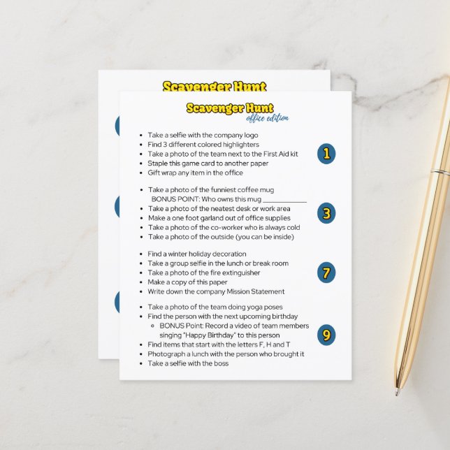 Scavenger Hunt Team Building Activity for Work (Front/Back In Situ)