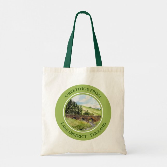 Scawgill Bridge over River Aiken Lake District UK Tote Bag (Back)