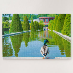 Scene from Keukenhof park with duck, Netherlands Jigsaw Puzzle