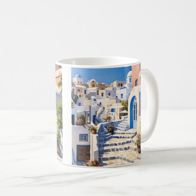 Scene from Santorini Greece Coffee Mug (Front Right)
