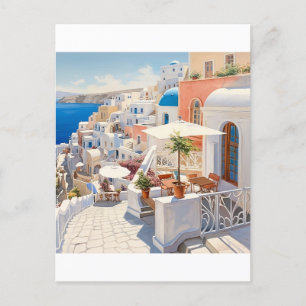 Scene from Santorini Greece Postcard