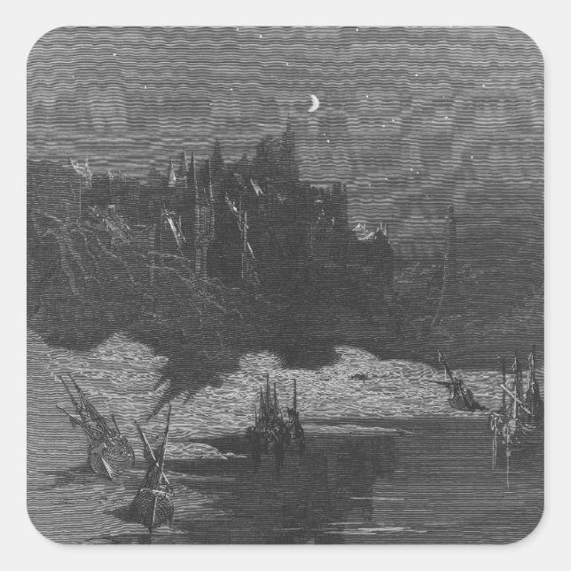 Scene from 'The Rime of the Ancient Mariner' 4 Square Sticker (Front)