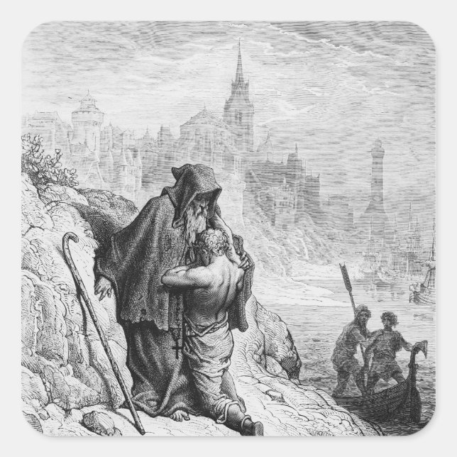 Scene from 'The Rime of the Ancient Mariner' Square Sticker (Front)