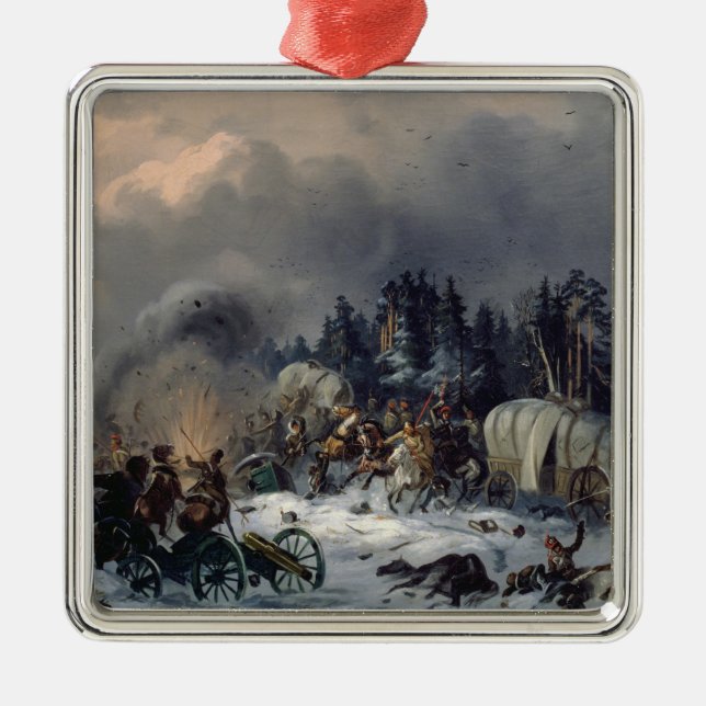 Scene from the Russian-French War in 1812 Metal Tree Decoration (Front)
