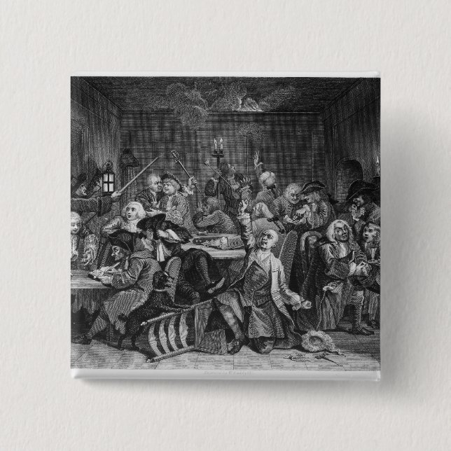 Scene in a Gaming House 15 Cm Square Badge (Front)