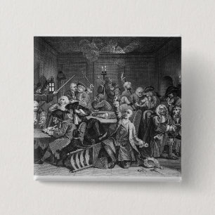 Scene in a Gaming House 15 Cm Square Badge