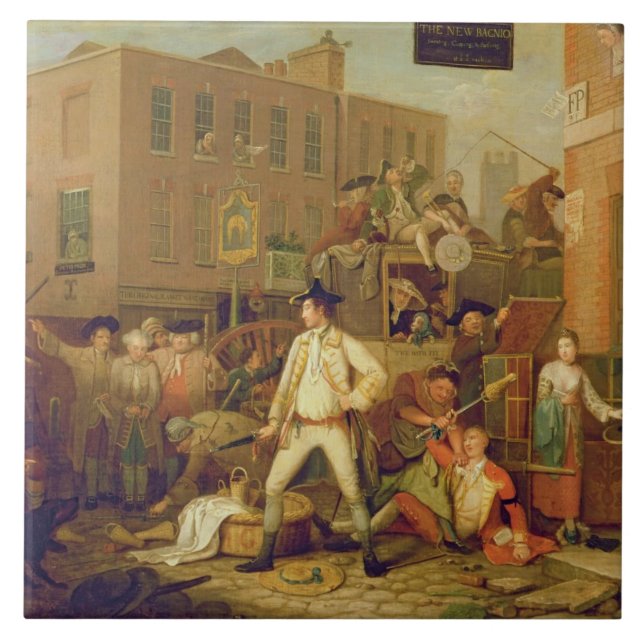 Scene in a London Street, 1770 (oil on canvas) Tile (Front)