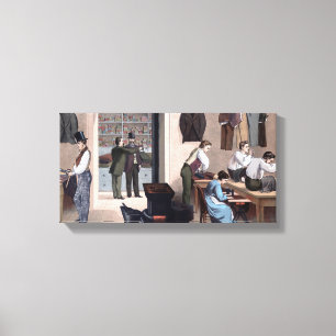 Scene in a Tailor Shop Vintage Painting Canvas Print