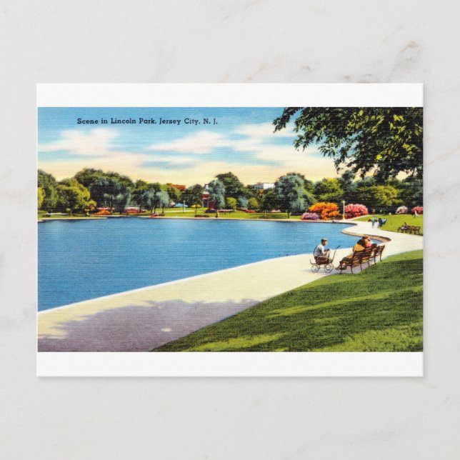 Scene in Lincoln Park, Jersey City, New Jersey Postcard (Front)