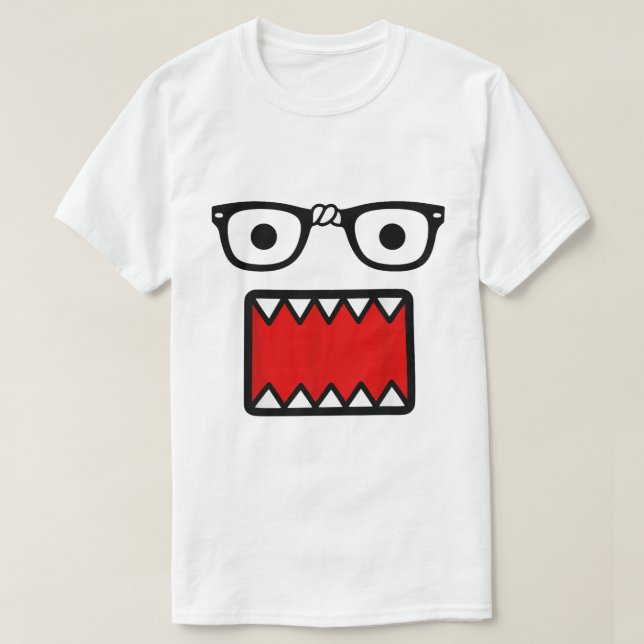Scene Kid Glasses & Cartoon Mouth Design T-Shirt (Design Front)