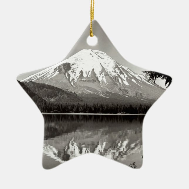 Scene Mount Saint Helens Spirit Lake Ceramic Tree Decoration (Front)