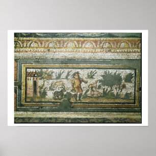 Scene of a goatherd with his goats, detail of the poster