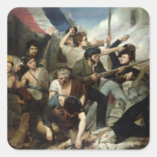 Scene of the 1830 Revolution Square Sticker