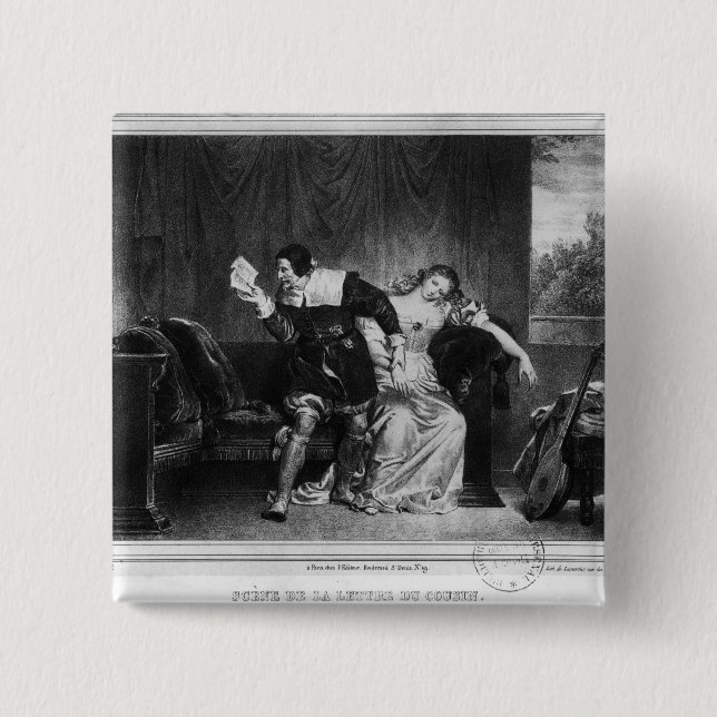 Scene of the cousin's letter 15 cm square badge (Front)