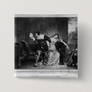 Scene of the cousin's letter 15 cm square badge