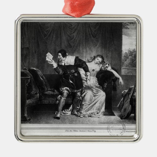 Scene of the cousin's letter metal tree decoration (Front)