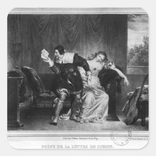 Scene of the cousin's letter square sticker